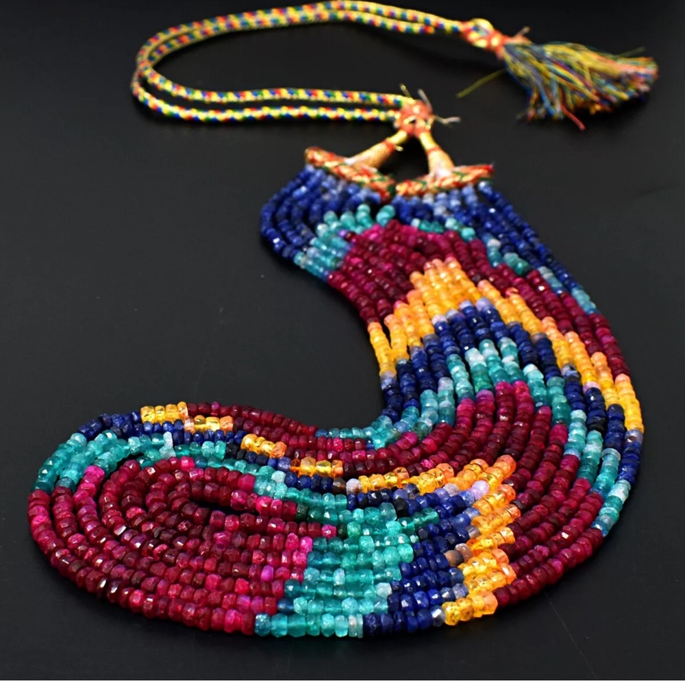 500 carats of Natural mined gemstone necklace - Ruby, sapphire, emerald, citrine - Picture 6 of 6